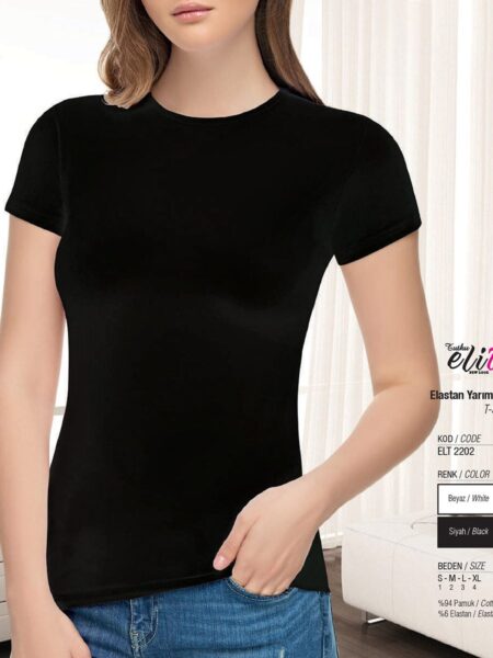 Elit Elastan Yarım Kol Kadın T-Shirt